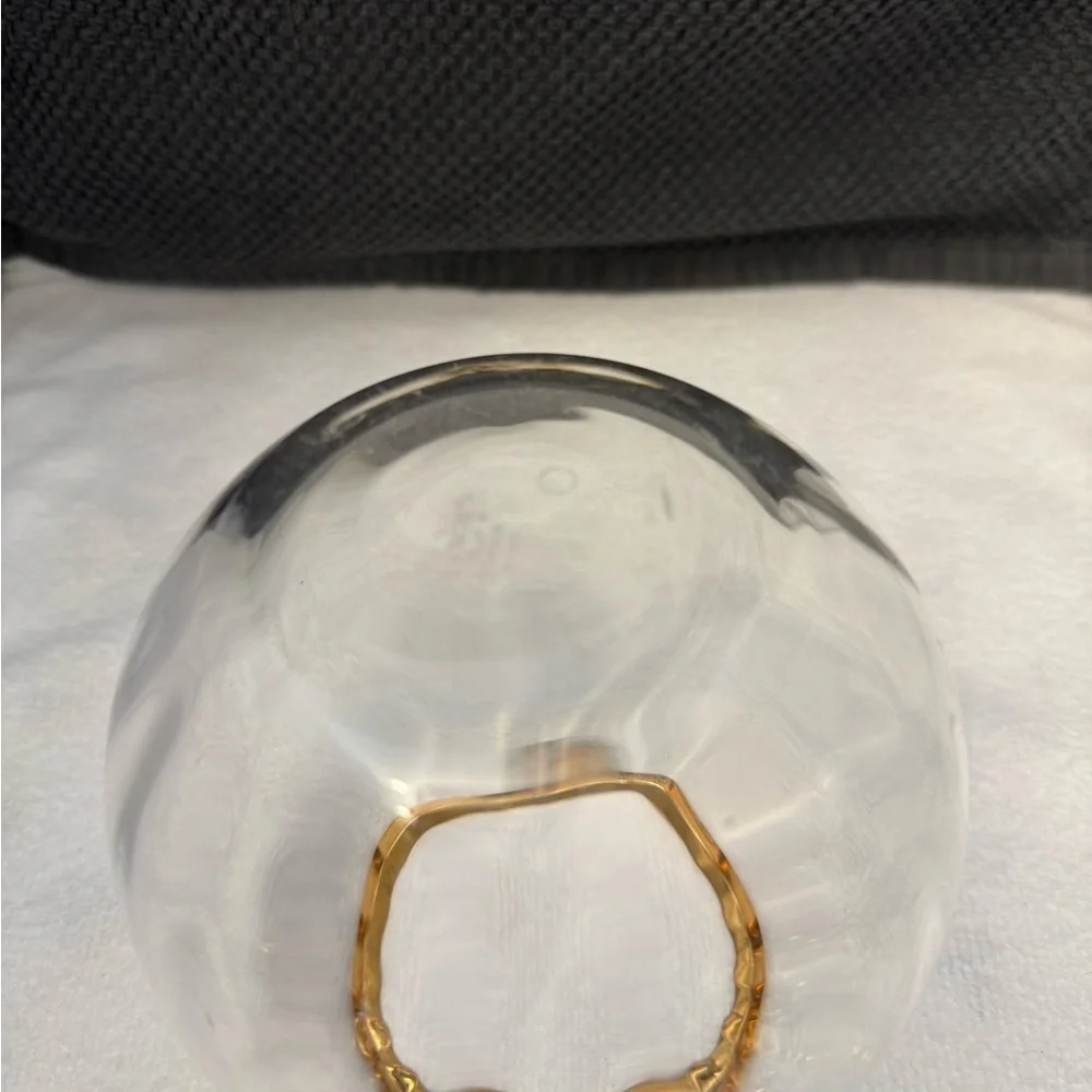 Lenox 24% Lead Fine Crystal Gold Rimmed Optic Ribbed Rose Bowl Vase